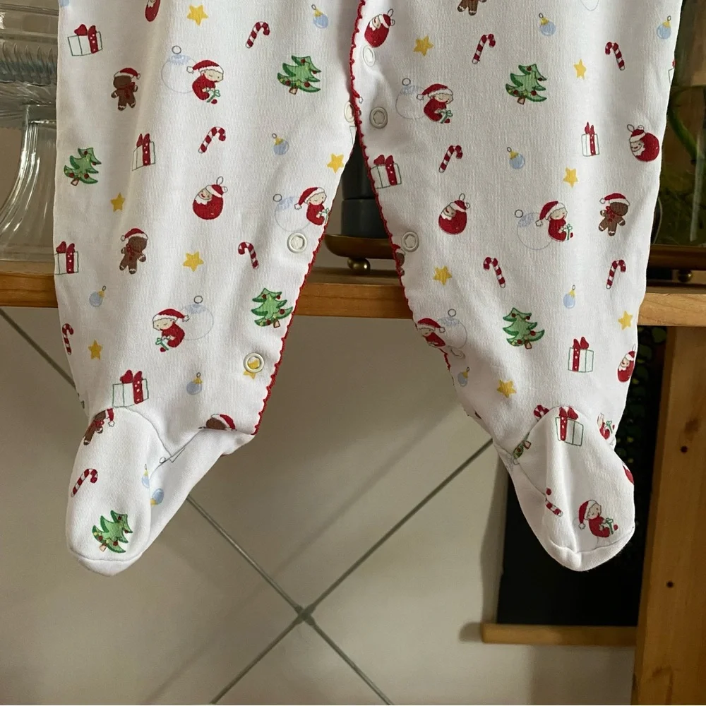 Kissy Kissy Christmas Print Pima Cotton Footie Romper 6-9 months
